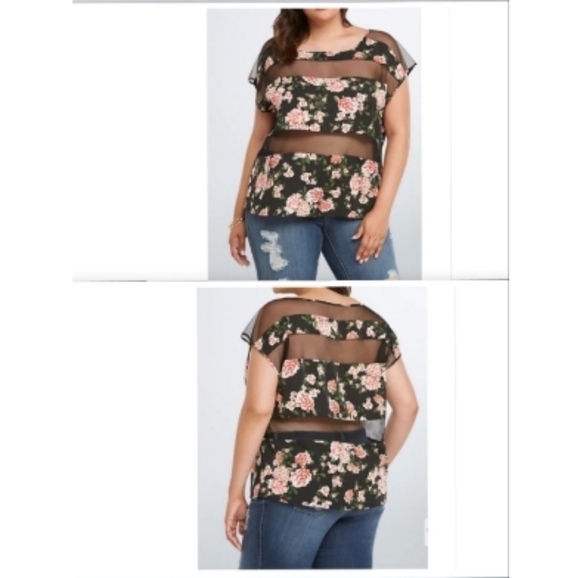 Torrid Floral Mesh Panel Top Size 2X- Sunny Bloom - Picture 3 of 10